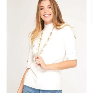 Mock Neck Half Sleeve Sweater